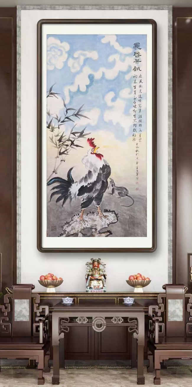 十二生肖系列国画《晨昏共戏》创作谈——以鸡与鼠的意象重构为核心(图6)